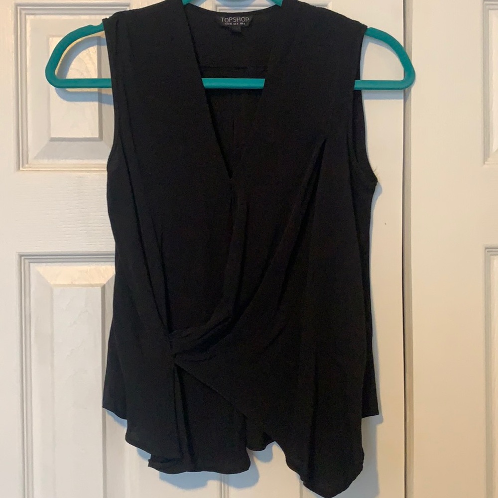 TOPSHOP Draped Faux Wrap Sleeveless Blouse